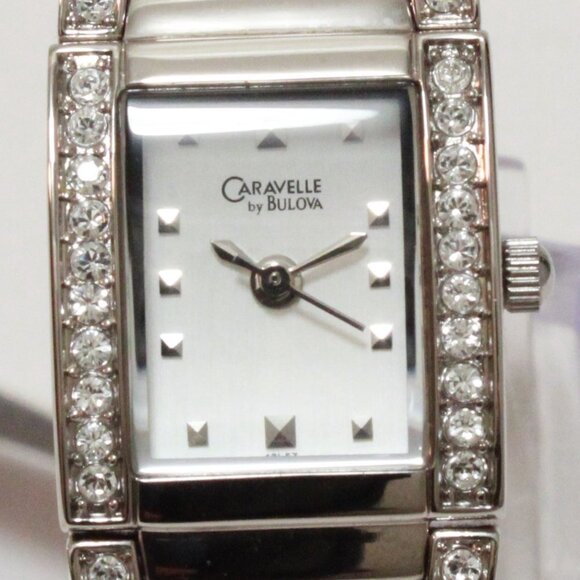 Caravelle Ladies Dress Watch By Bulova 56 Crystal Embedded Bezel & Bracelet 17mm main image 8